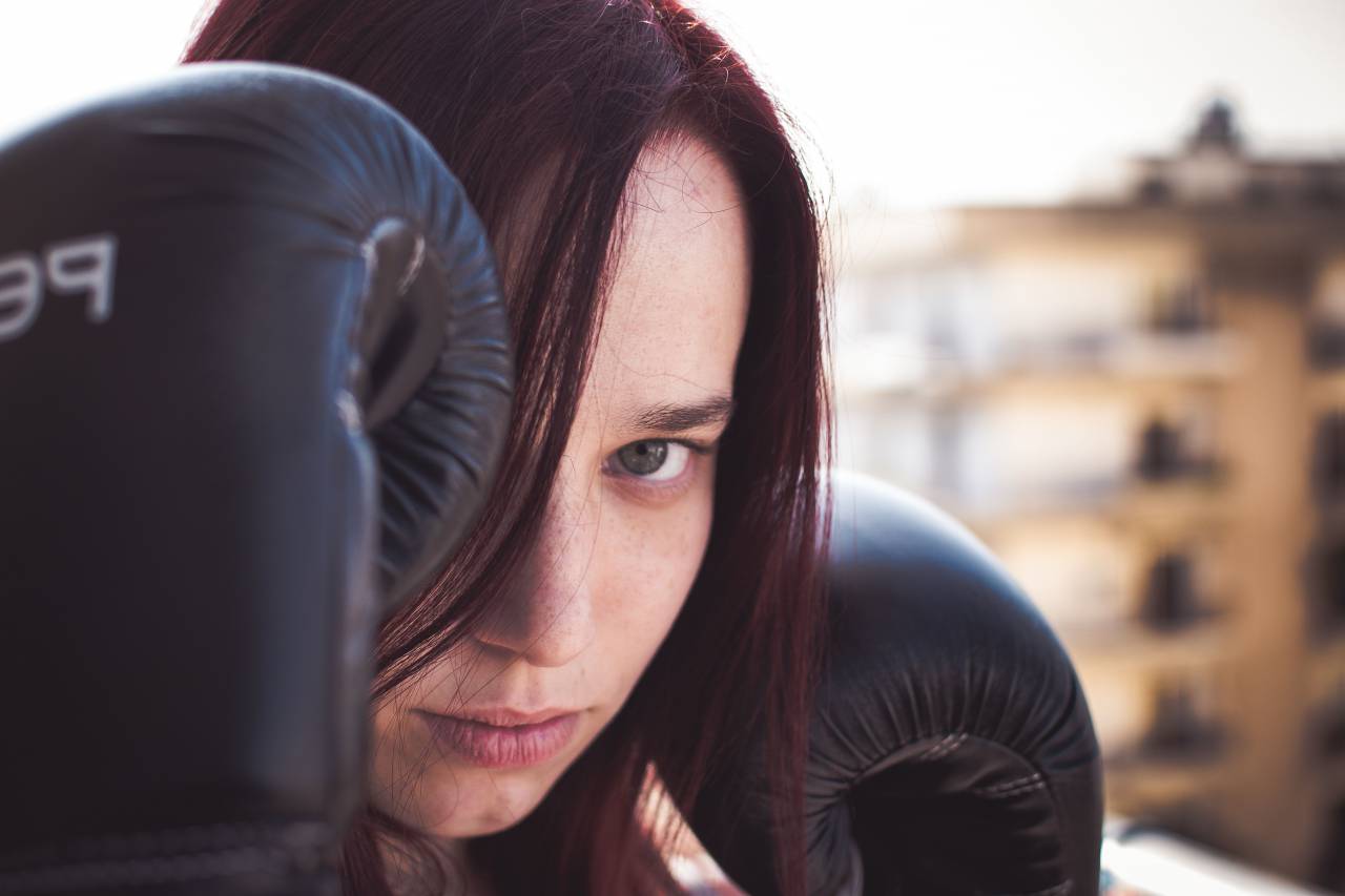 gente, mujer, boxeo, deporte, hobby,