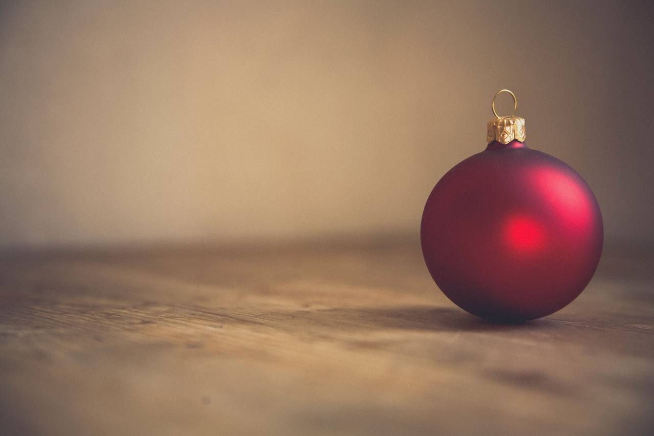 Rojo, Navidad, bola, decoración, ornamento,