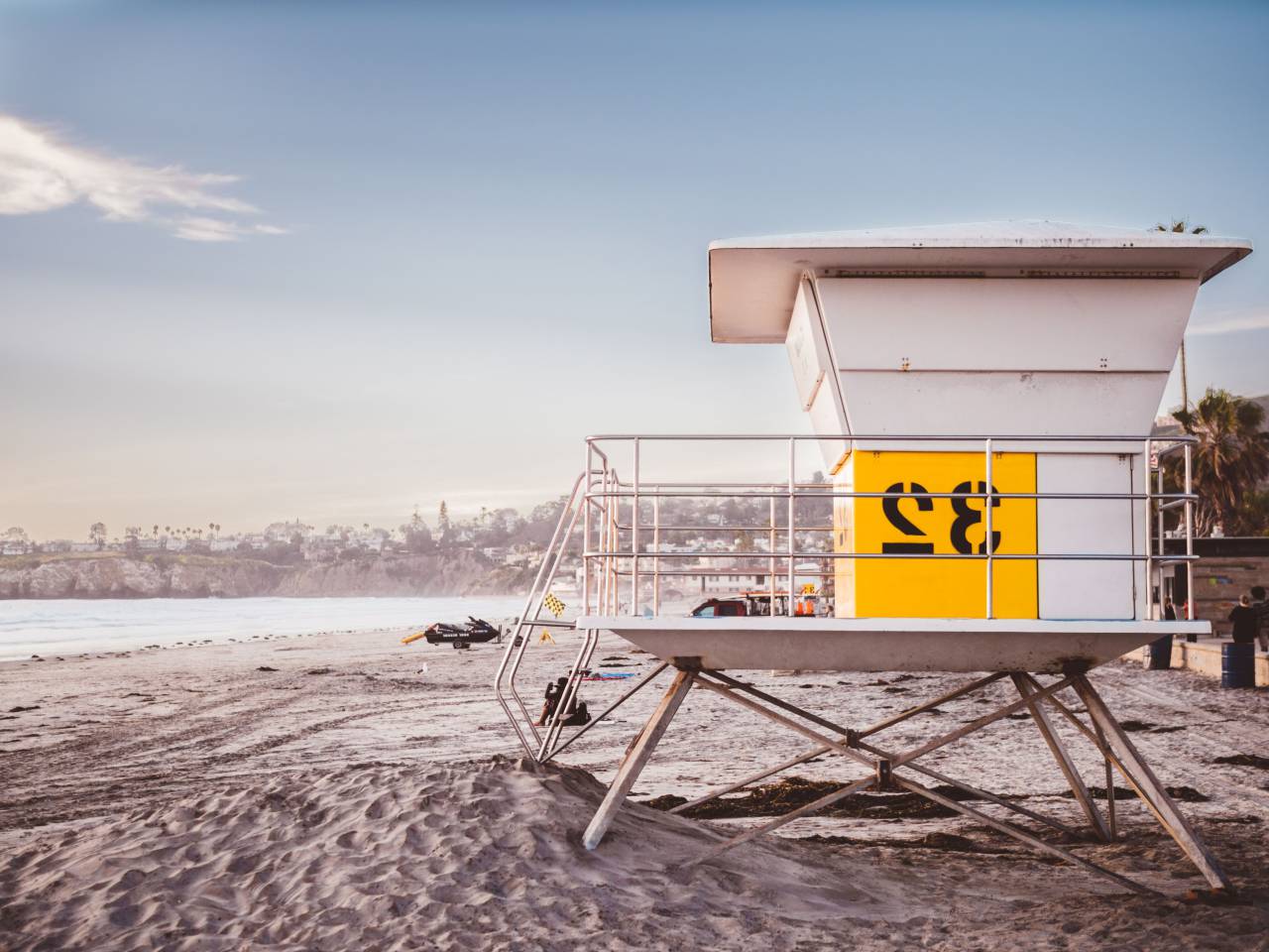 security, guard, house, coast, beach, shore, sand, sea, ocean, water, outdoor, travel, vacation, blue, sky
, 