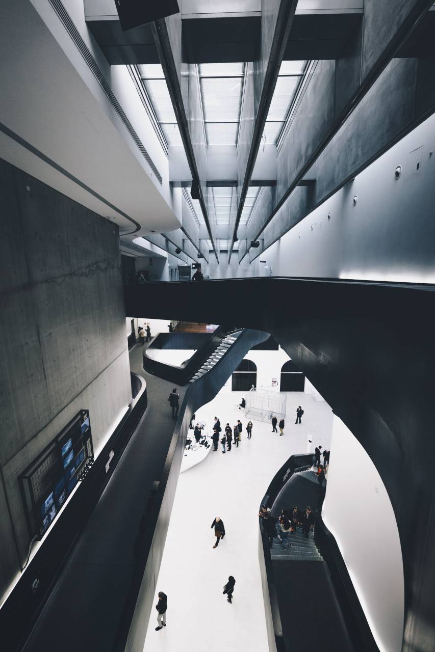 stairs, people, wall, establishment, building, architecture, steel, ceiling, art
, 