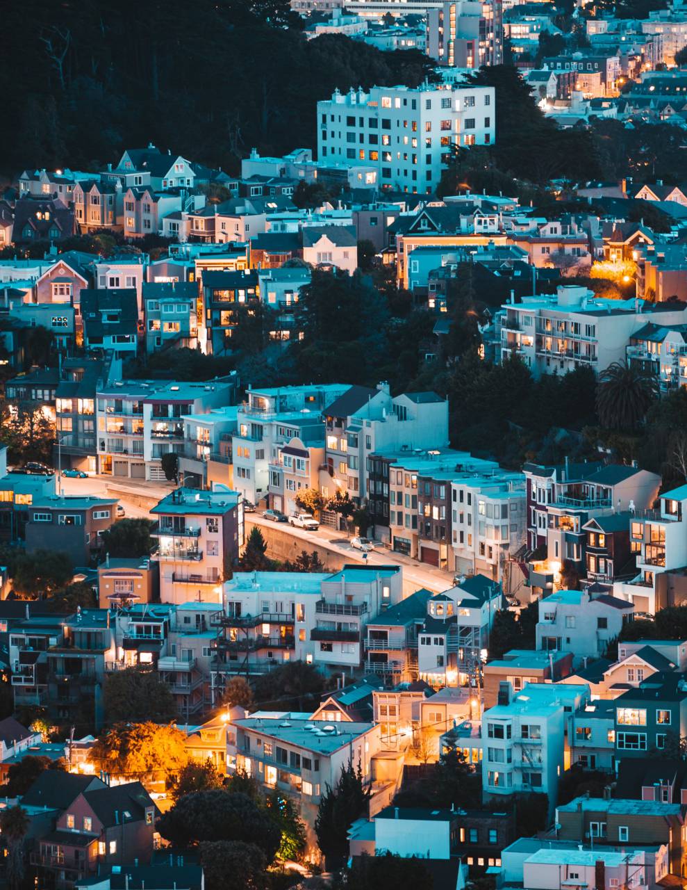 suburb, night, lights, evening, neighborhood, houses, town, city, homes
, 