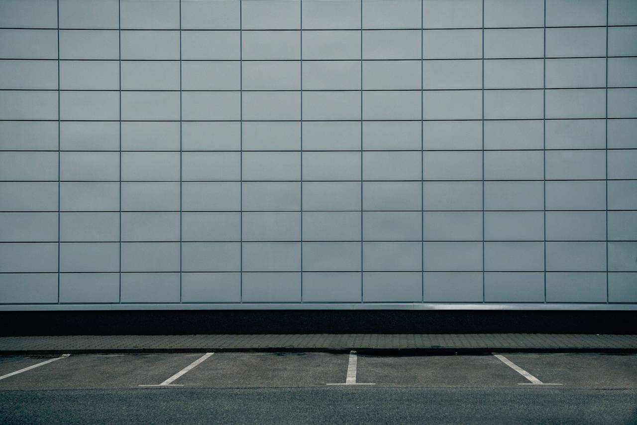 pared, líneas, camino, estacionamiento, gris,