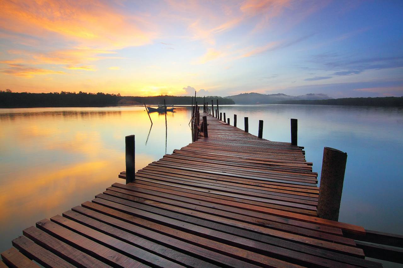 🥇 Image of water sea ocean wood pathway bridge mountain - 【FREE PHOTO ...