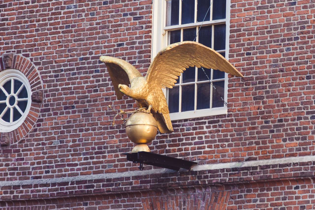 city, building, ornament, eagle, statue, brick, facade, window, decoration, wall, exterior, gold, bird, sculpture, architecture
, 