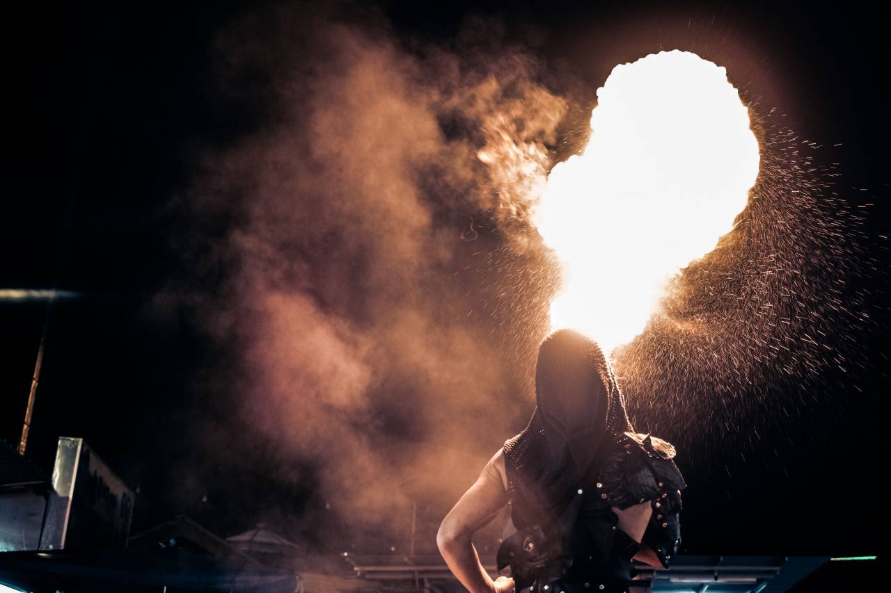 fire, flames, fire breathing, smoke, night, evening, people, entertainment, show
, 