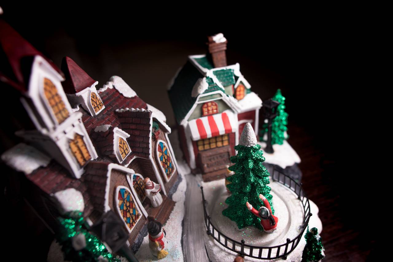 Pan de jengibre, casa, juguete, pantalla, Navidad, árbol, decoración,