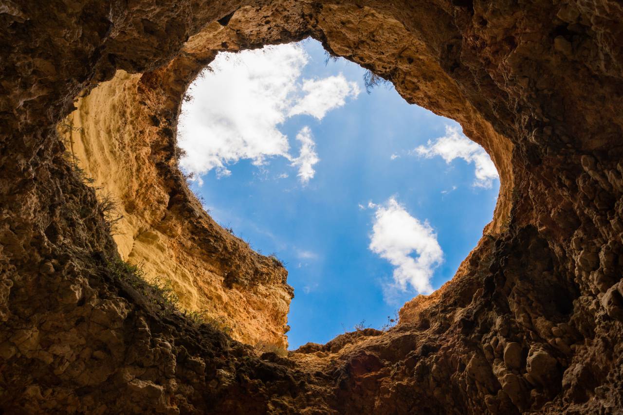 hole, cave, sky, clouds
, 