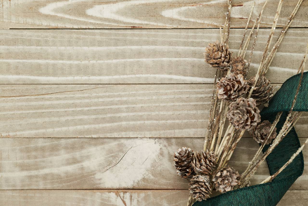 Vacaciones, madera, fondo, rústico, estacional, navidad, navidad, tablones, copyspace, endecha plana, textura, natural, pino, conos, cinta,