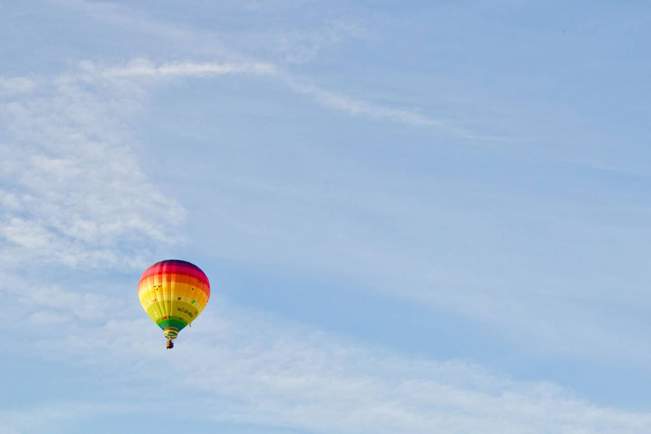 Aire caliente, azul, cielo, al aire libre, naturaleza, colorido,