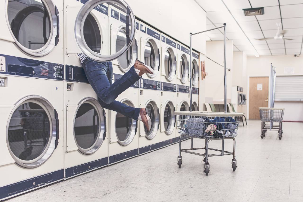 🥇 Image of laundry laundromat washing machine dryer clothes dirty shoes ...