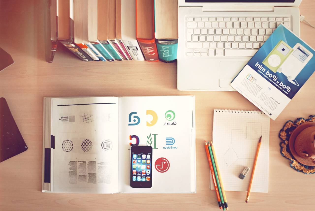 macbook, laptop, books, desk, wood, notepad, pencil, eraser, drawing, iphone, textbooks
, 