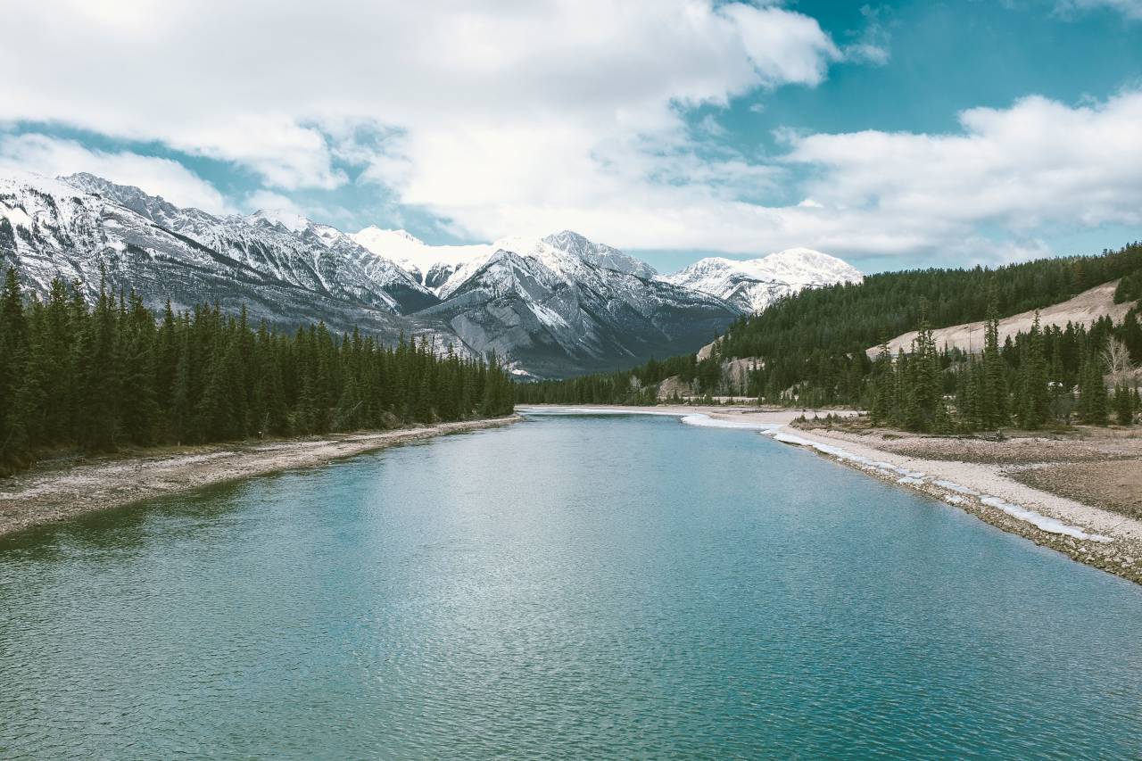 mountain, highland, cloud, sky, summit, ridge, landscape, nature, valley, lake, blue, water, coast, trees, plant
, 