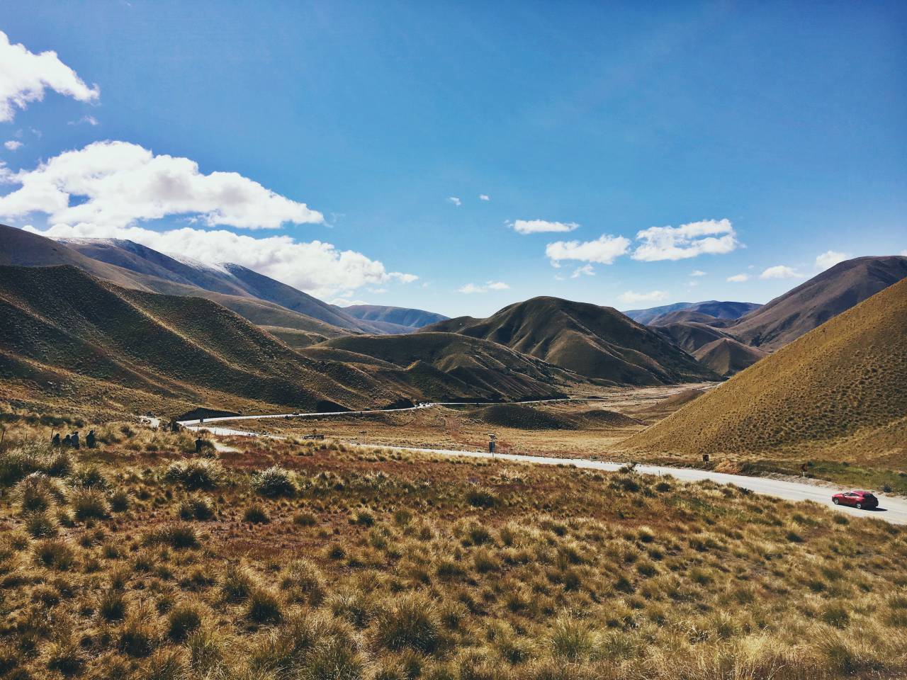 nature, landscape, mountain, clouds, sky, grass, field, travel, adventure, trek, hills, summer, car, vehicle, transportation, road
, 