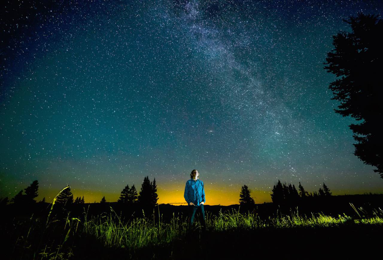 nature, trees, grass, sky, night, stars, people, man, guy
, 