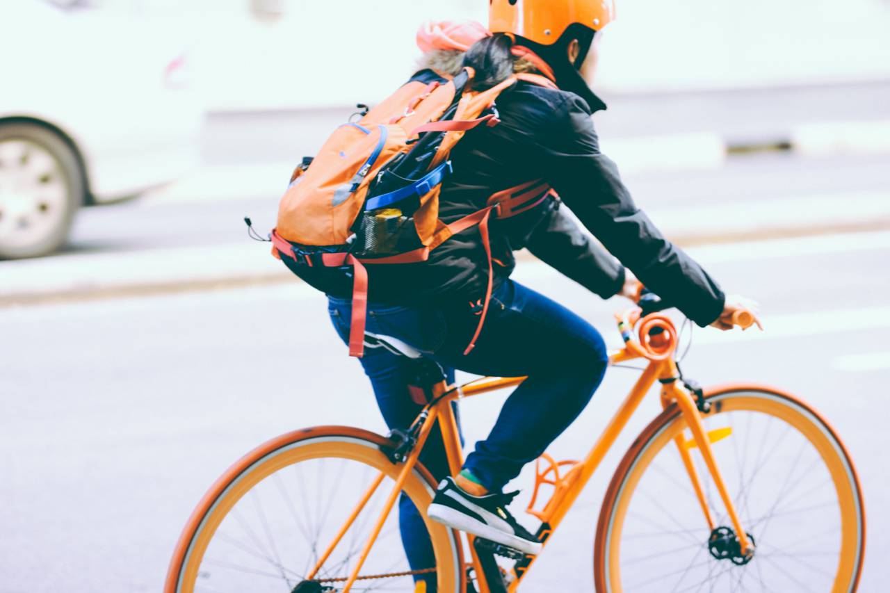 people, girl, road, trip, street, ride, bike, bicycle, helmet, bag
, 