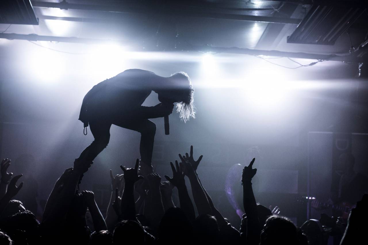 people, man, singing, singer, rock, concert, night, performance, people, crowd, hands, lights, party
, 
