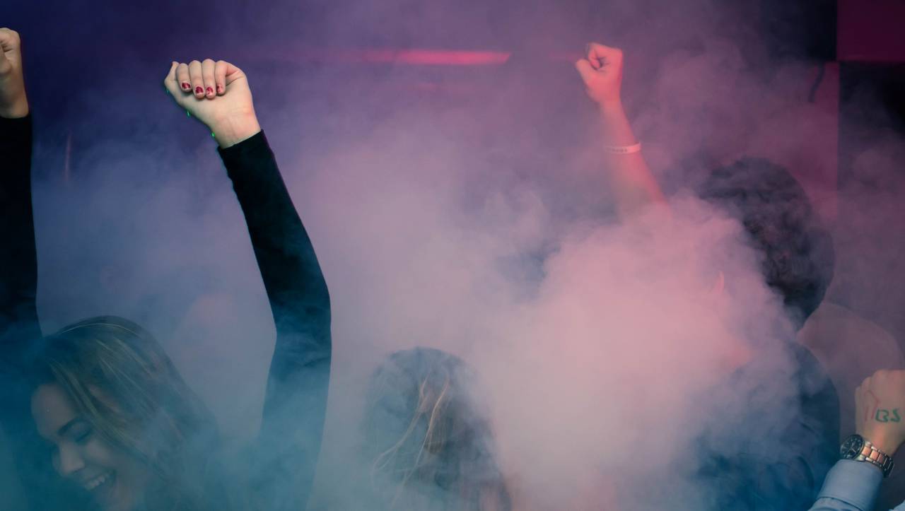 people, party, celebration, crowd, dark, night, stage, lights, concert, performance, smoke
, 