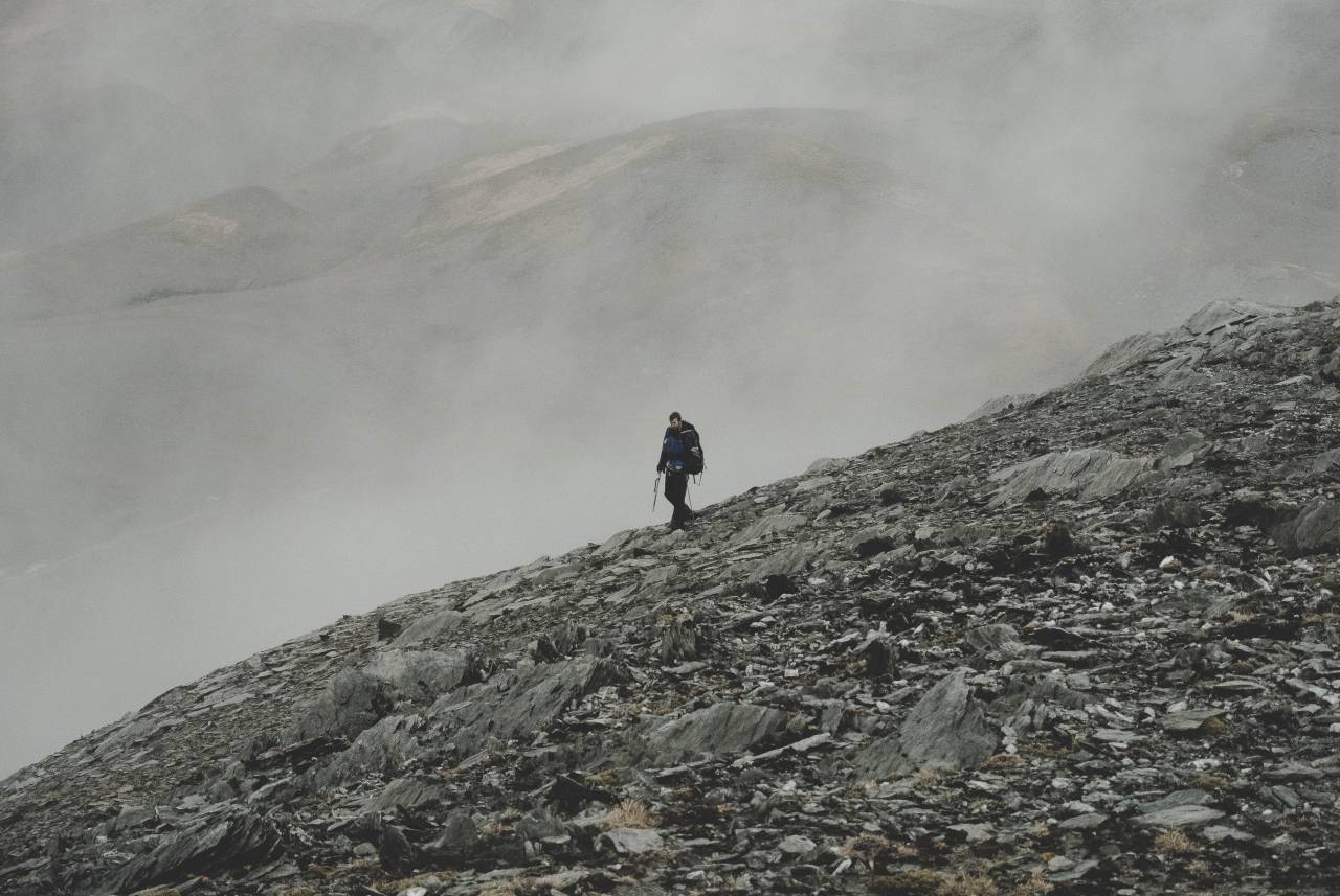 rocks, mountain, landscape, sky, adventure, people, man, climbing, hiking, outdoor, travel, black and white
, 