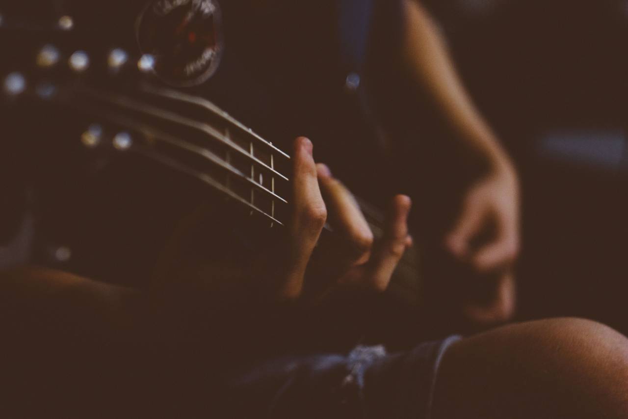 Sonido, música, bajo, guitarra, gente, dedos, mano, traste, eléctrico,
