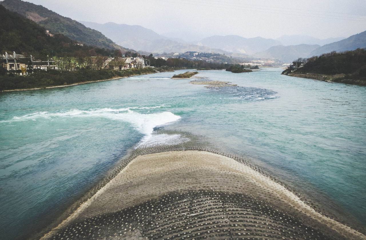 The Fish Mouth, Dujiangyan, Sichuan, China, dams, water, mountains, hills, landscape
, 