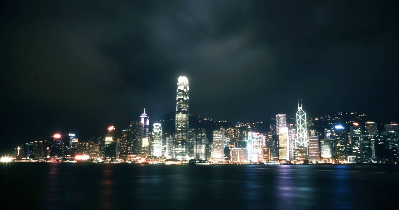 architecture, building, infrastructure, sky, skyscraper, tower, night, skyline, lights, sea, water, city, urban
, 