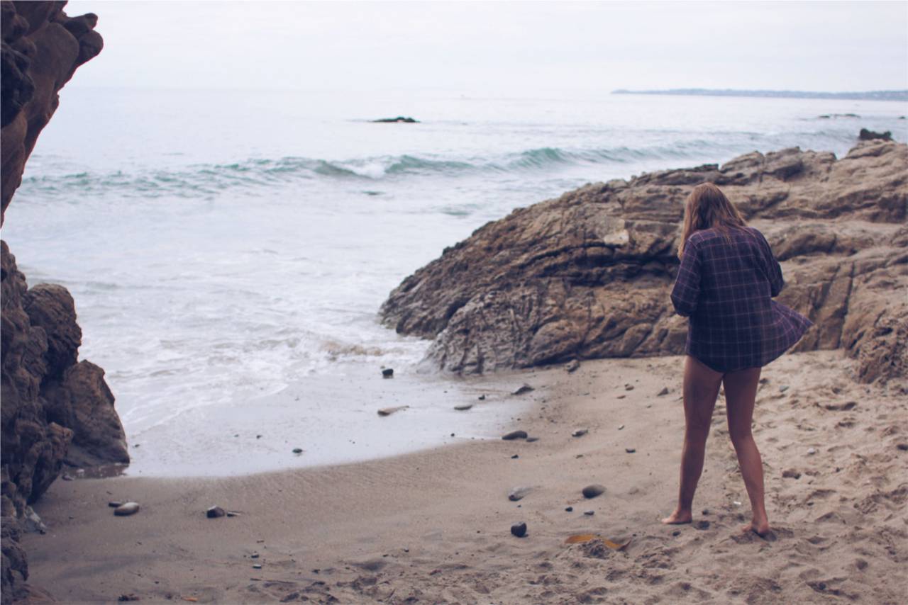 beach, sand, water, waves, shore, young, girl, people, plaid, shirt, legs
, 