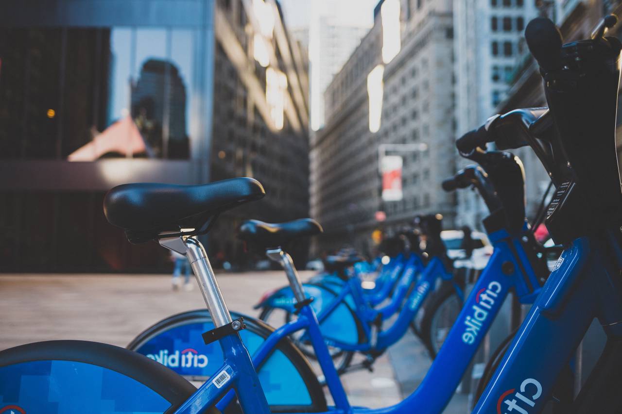 bicycle, bike, park, city, urban, street, building, citi bike, blue, new york
, 