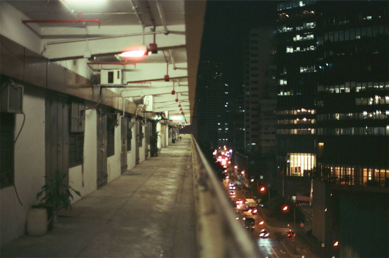 building, balcony, doors, lights, night, dark, evening, street, cars, city
, 
