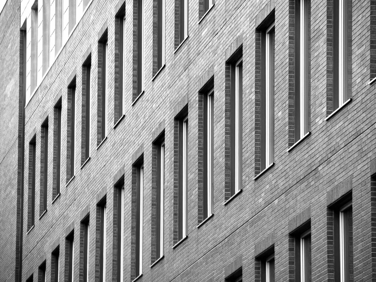 building, pattern, windows, facade, architecture, structure, apartments, business, office, abstract, city, brick, black and white
, 