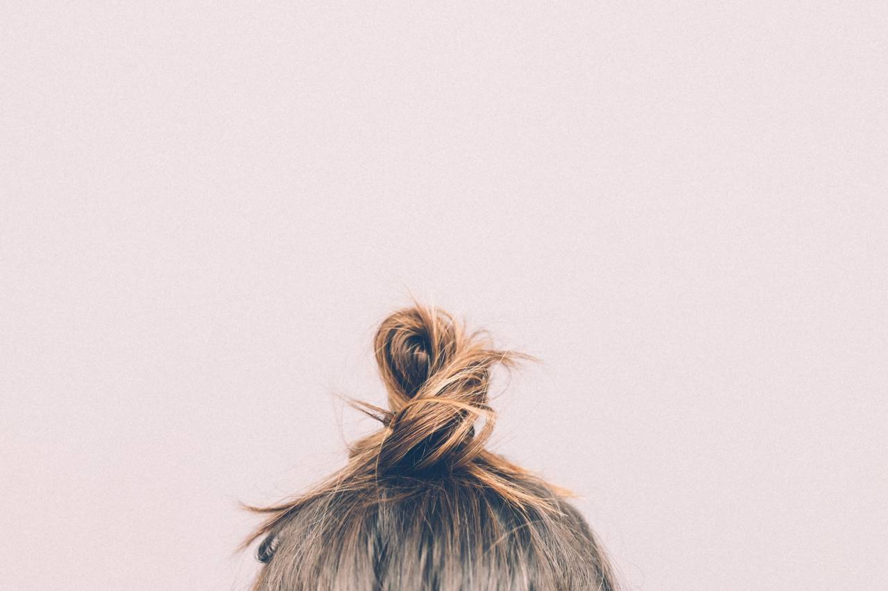 bollo, cabello, morena, niña, mujer, gente,
