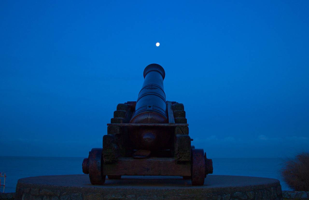 cañón, luna, noche, cielo, oscuridad, tarde,