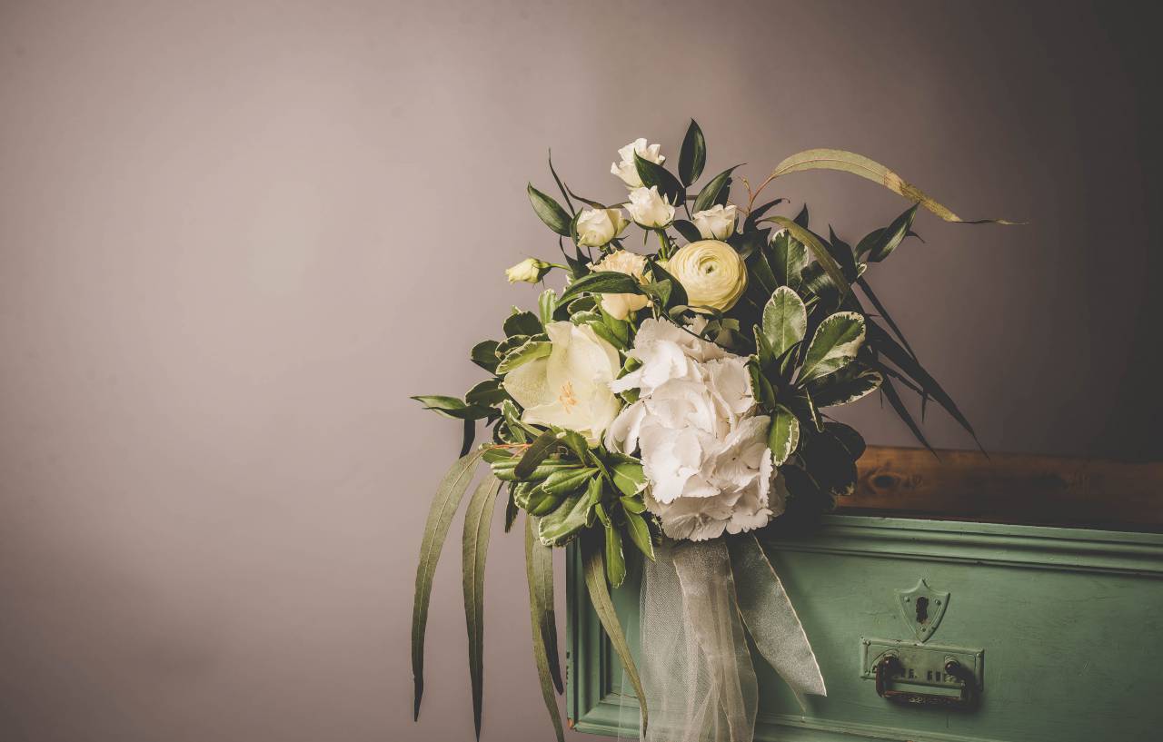 flores, ramo, manojo, muebles,