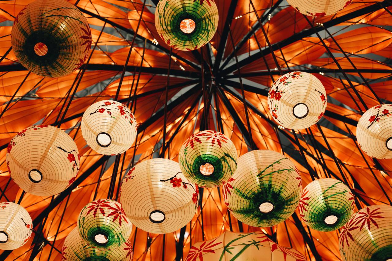 arte, diseño de interiores, festival, festivo, linternas,