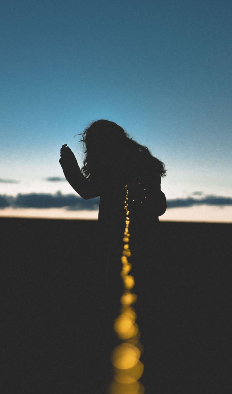 people, woman, dark, shadow, silhouette, trail, light, clouds, sky
, 