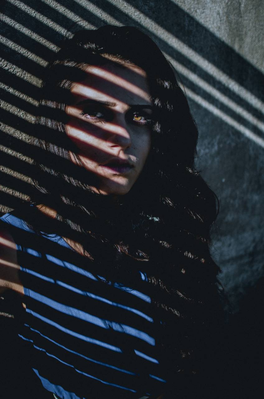 people, woman, portrait, beauty, model, stripe, shadow, light, eyes, face
, 