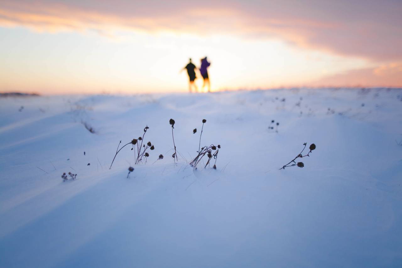 snow, winter, mountain, highland, horizon, clouds, sky, people, silhouette
, 