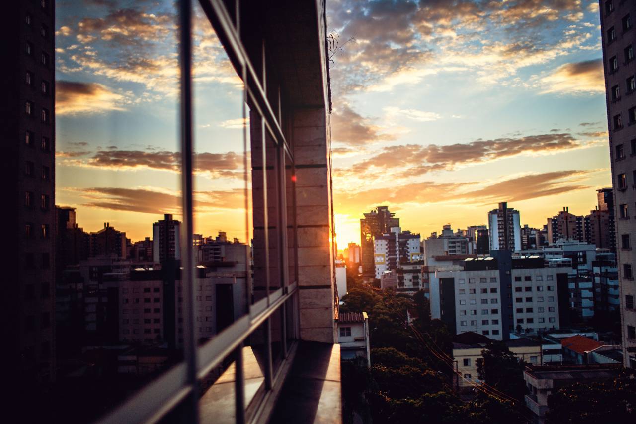 sunset, new york, skyscraper, office, business, work, city, street, blue sky, usa
, 