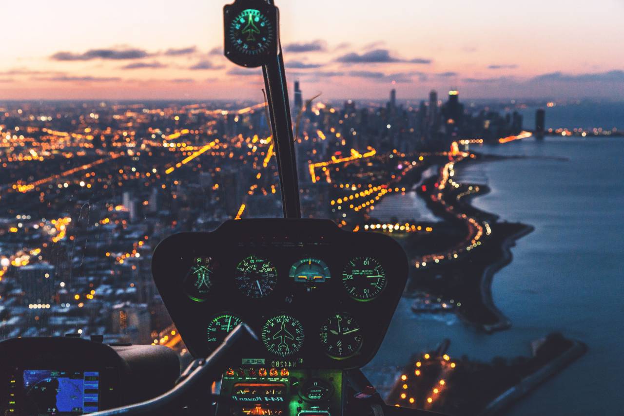 urban, city, establishment, building, structure, infrastructure, tower, clouds, sky, aerial, water, ocean, sea, lights, dark, control, airplane
, 