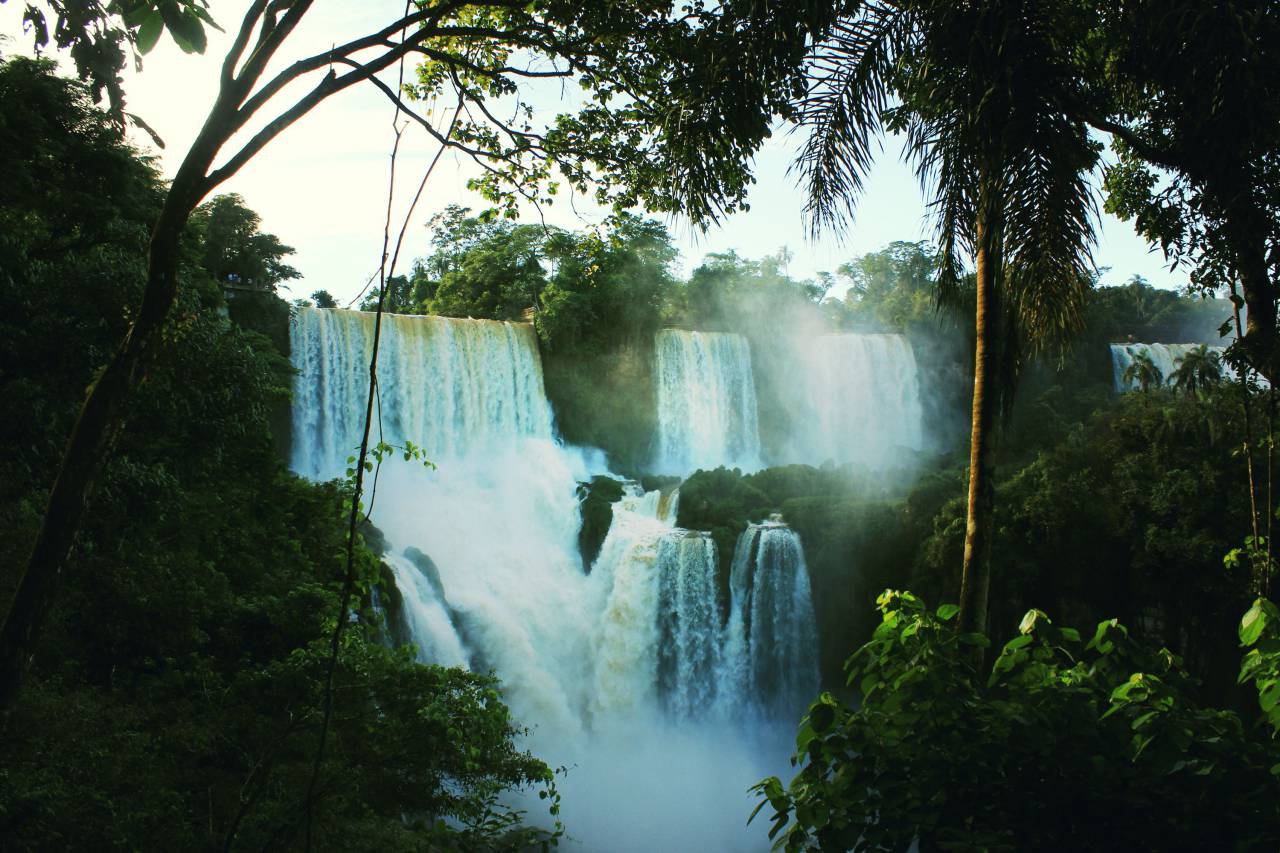 waterfalls, green, grass, hill, trees, water, stream, nature, plants, view, outdoor
, 