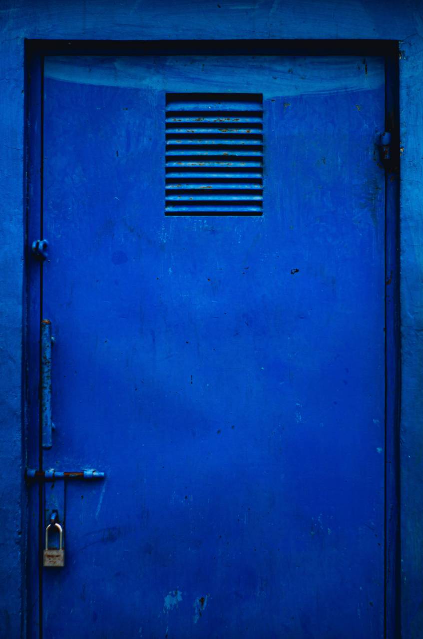 door, blue, padlock, facade, nobody, 