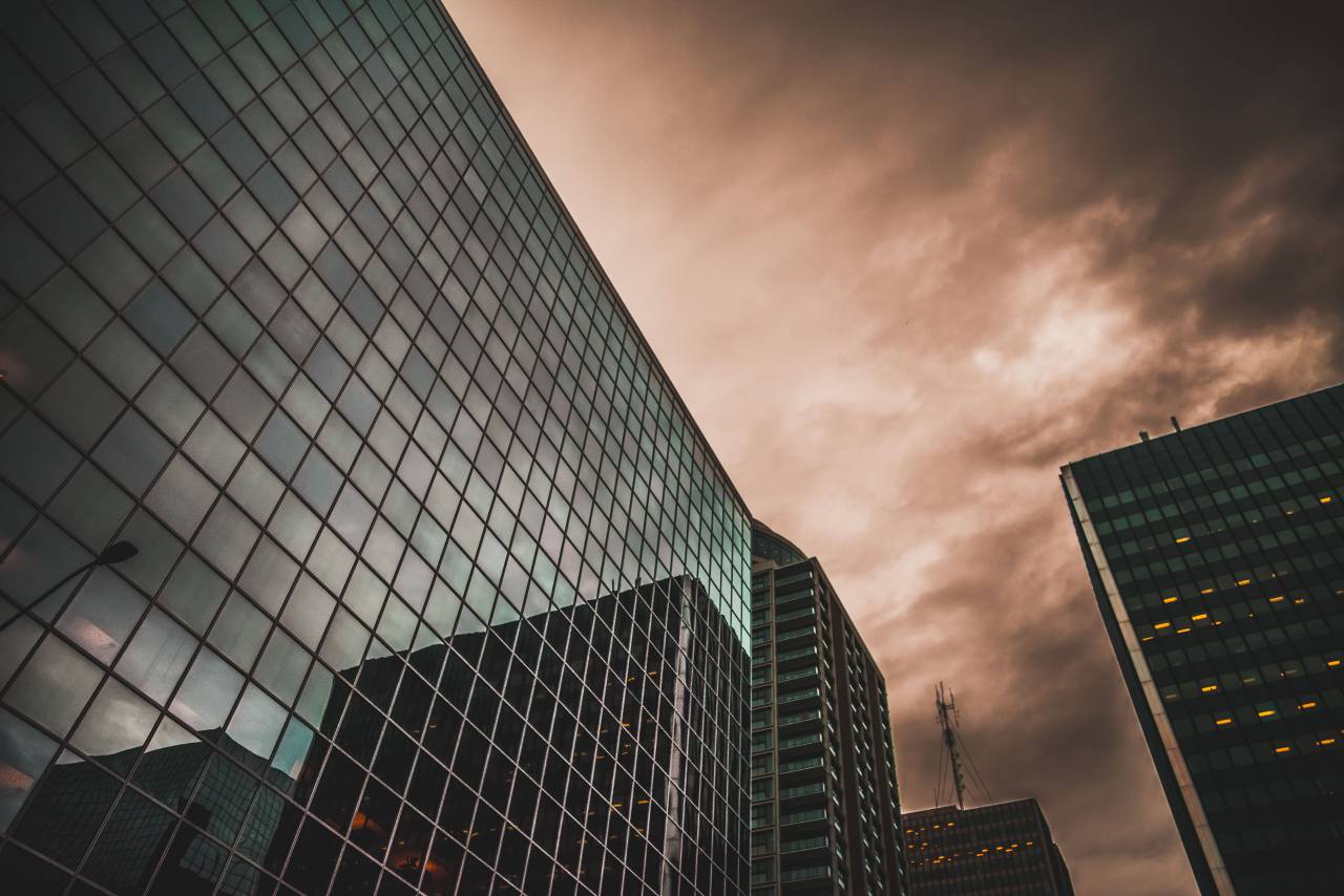 architecture, building, infrastructure, city, urban, dark, clouds, sky
, 