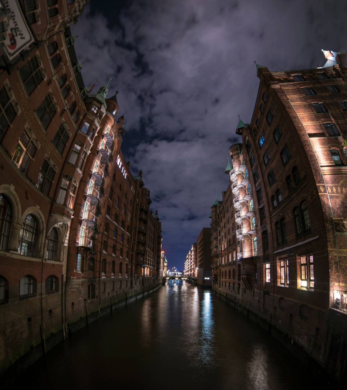 architecture, building, infrastructure, night, light, cloud, sky, canal, water
, 
