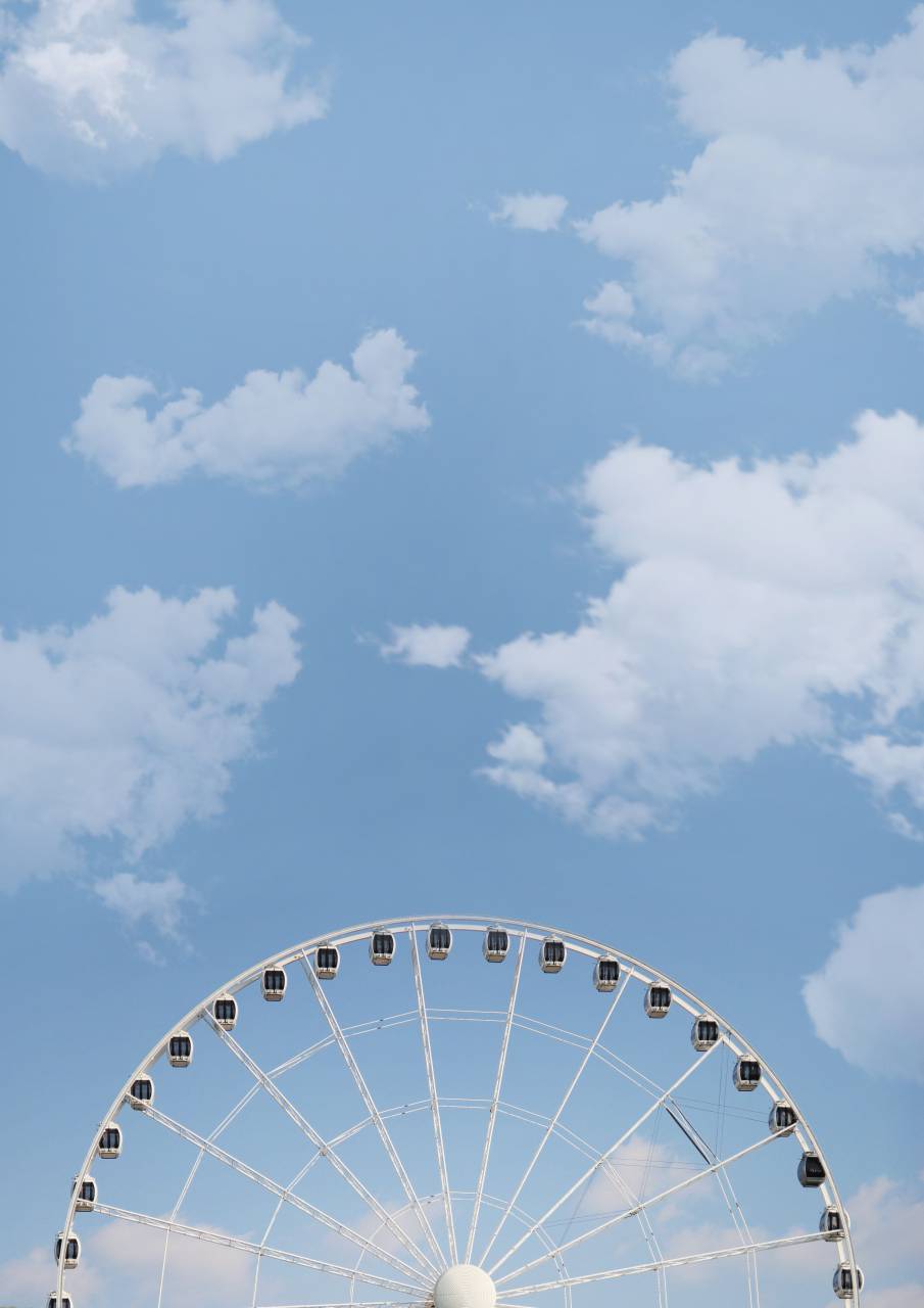big, wheel, blue, sky, clouds, fair, festival, summer, spring
, 