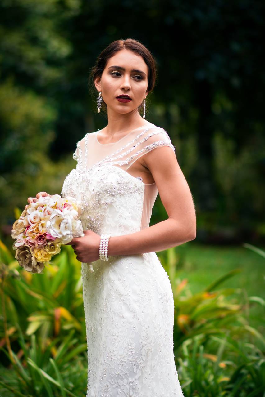 Novia, boda, vestido, ramo, moda nupcial, vestido de novia, mujer,