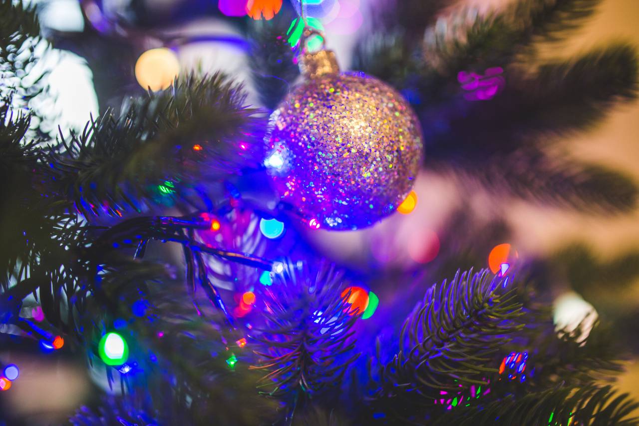 Navidad, árbol, luces, decoraciones, adornos, festivo, vacaciones,