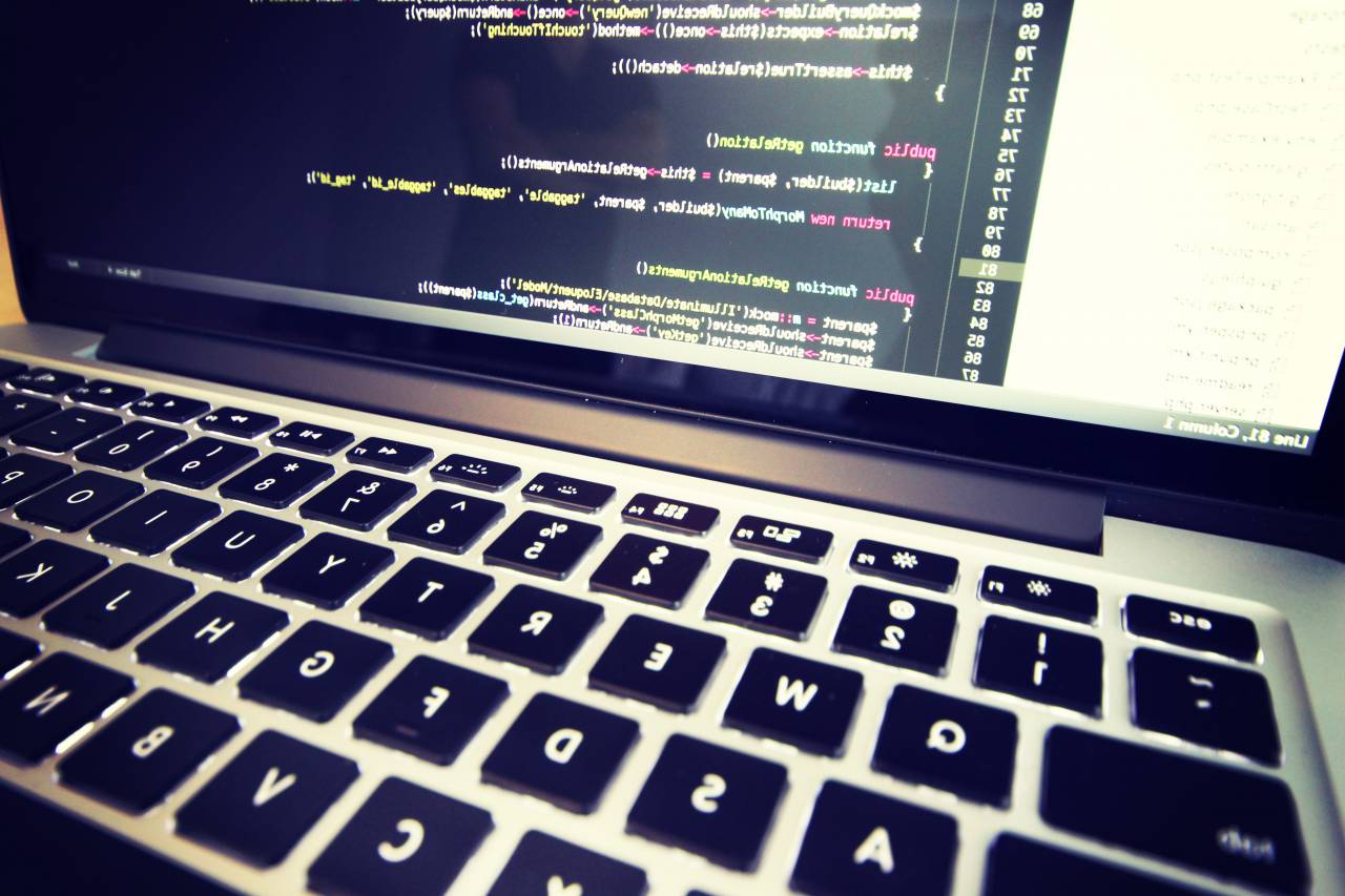 codificación, macbook, laptop, computadora, teclado, código,
