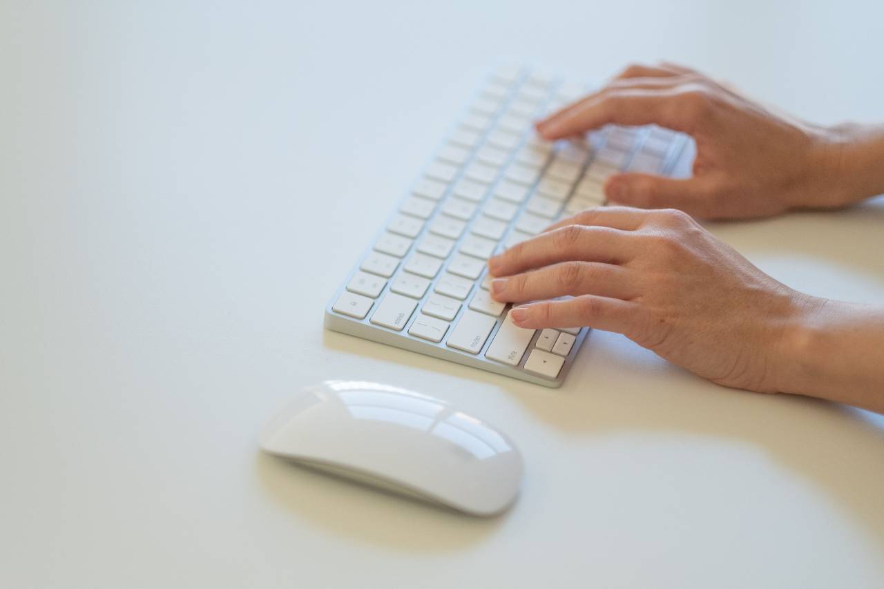 teclado, mecanografía, diseñador, escritorio, oficina, negocios, ratón, dispositivo, manos, tecnología, mínimo, trabajo, autónomo, hogar, computadora,