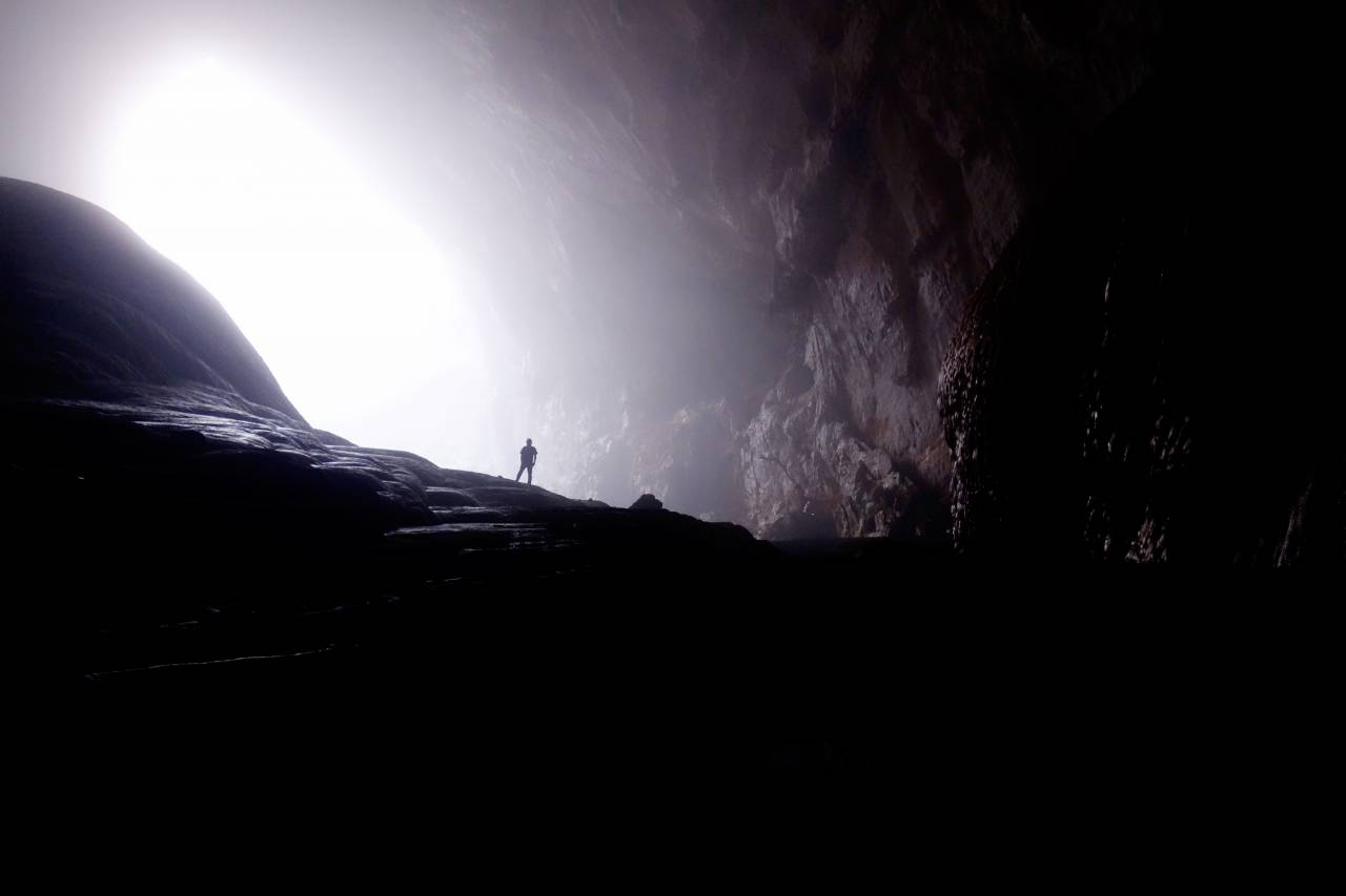 nature, cave, underground, shadows, light, rays, guy, man, male, people, stand, spelunking, explore
, 