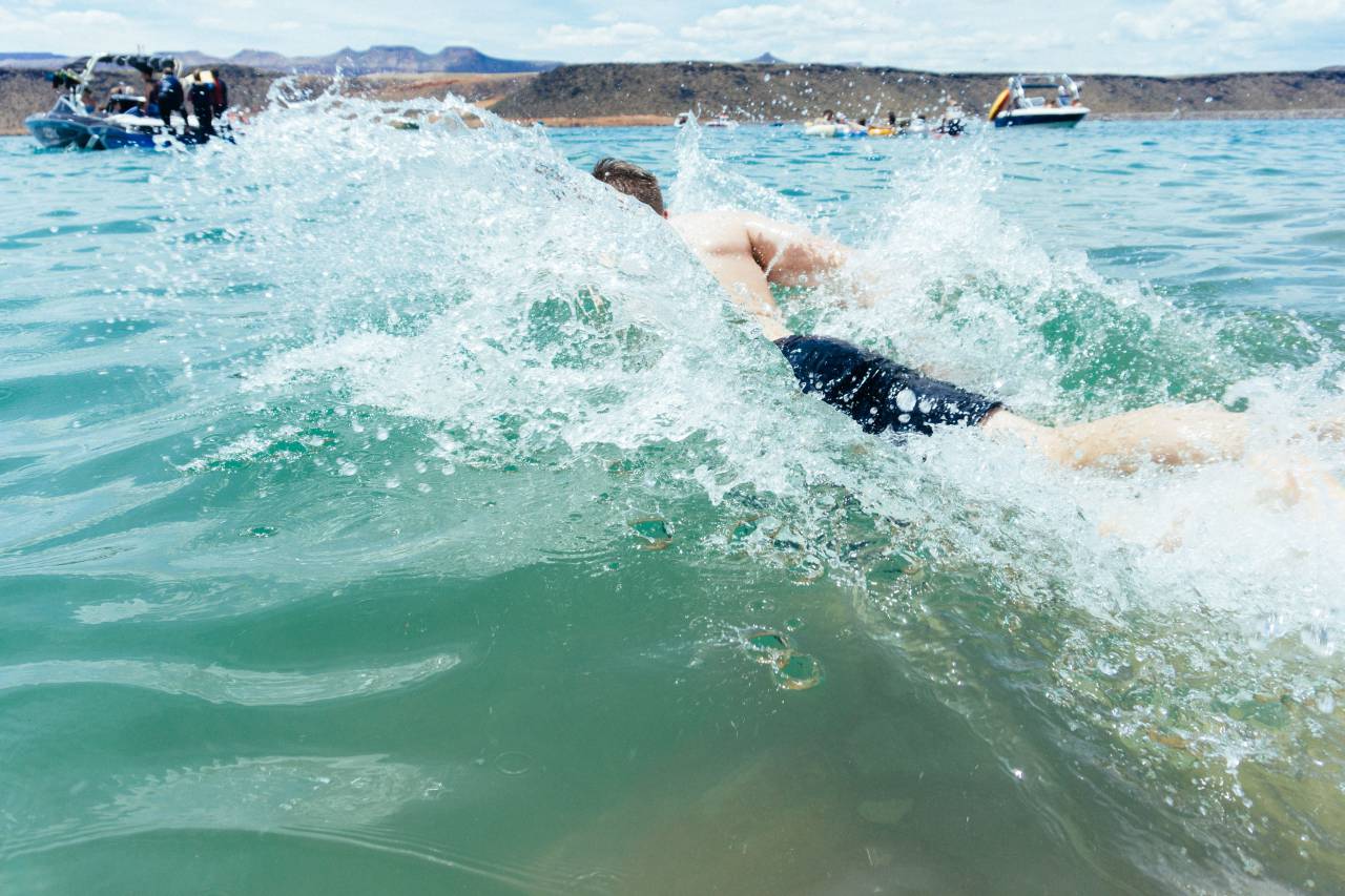 sea, ocean, water, waves, people, man, swimming, sport, boat, nature, mountain
, 