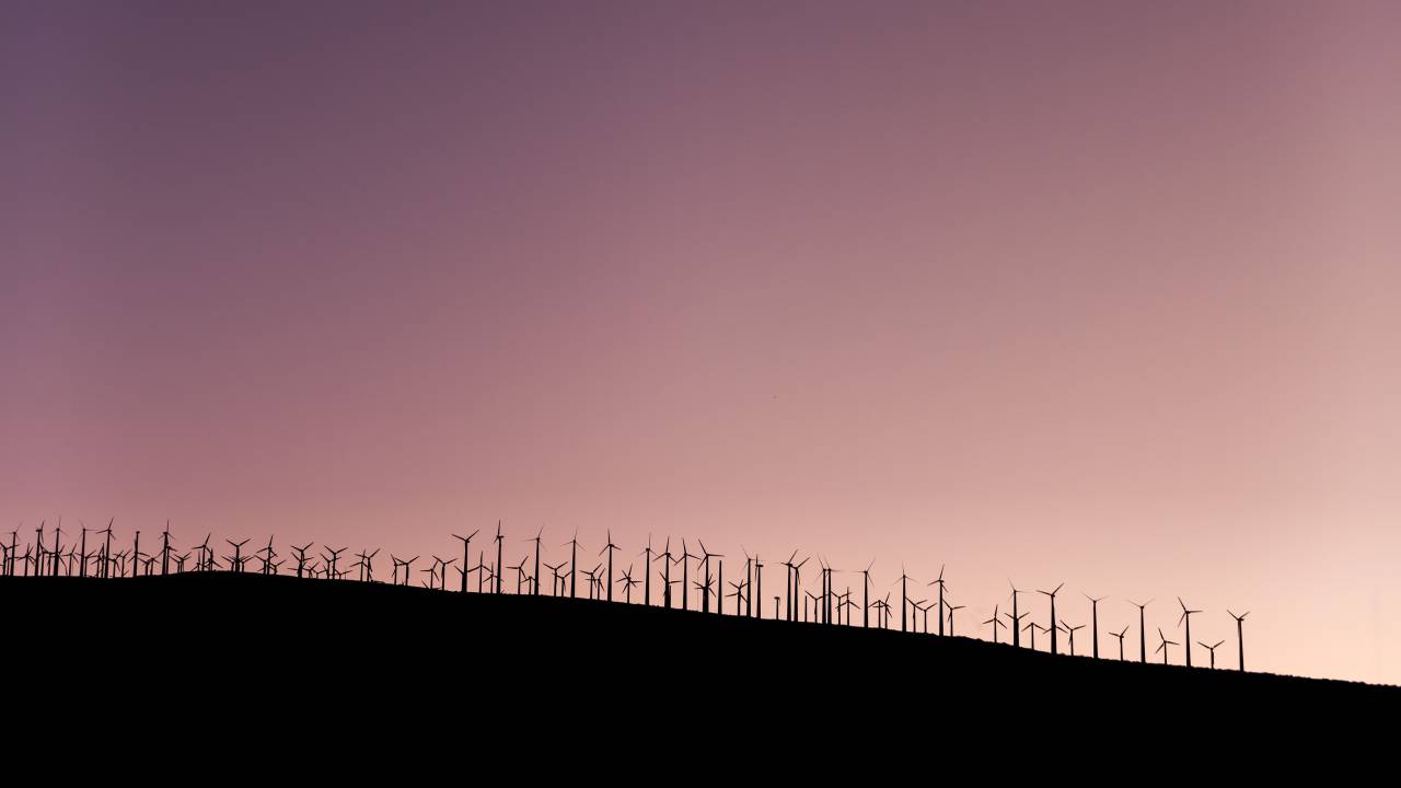 windmill, field, farm, solar, energy, mountain, highland, landscape, sky, sunset, silhouette
, 